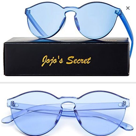 BLUE Rimless Sunglasses Transparent - new in box - Picture 1 of 4